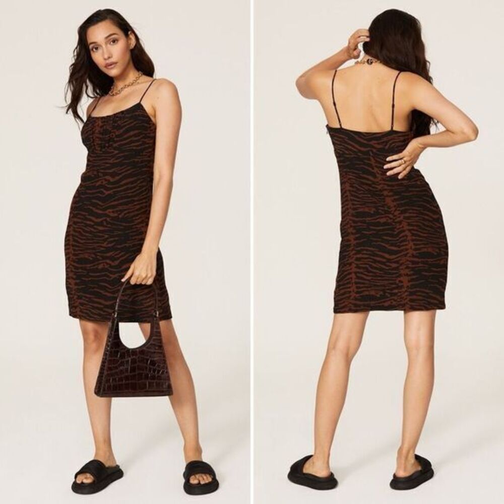 STAUD Bell Zebra Print Dress Size 6